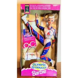 NIB VTG 1996 Atlanta Olympic Games Gymnast Barbie Doll, Mattel 1995 #15123, NRFB